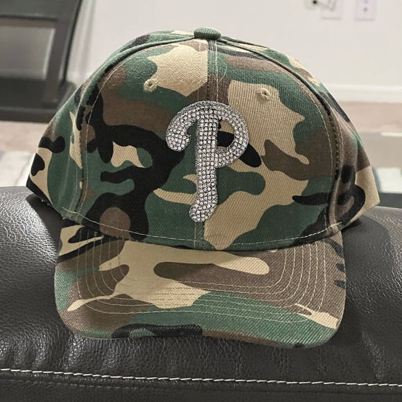 Accessories - Camo Baseball Cap with Rhinestone 'P' Accent